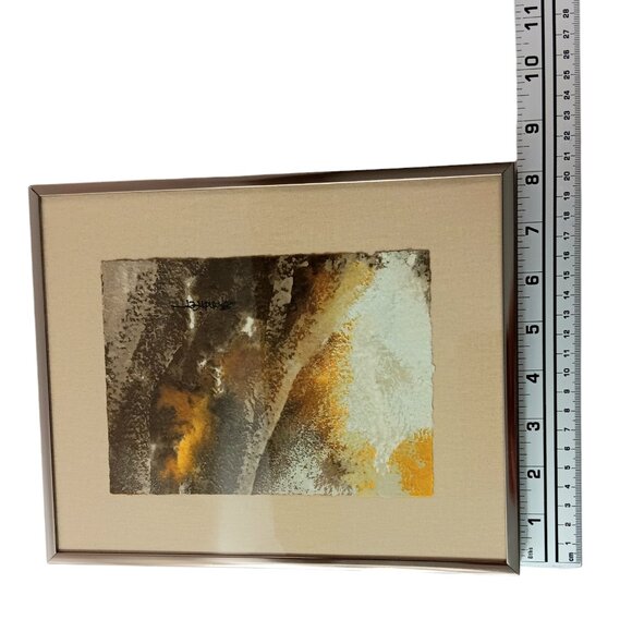 Abstract Mixed Media Painting Brown Yellow Beige By Suzanne Sandifer 8" X 10" - Picture 6 of 14